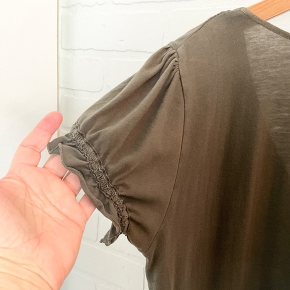 Prana Mini Dress Boho Crochet Olive Green 100% cotton V surplice neck Eco S - Picture 14 of 15